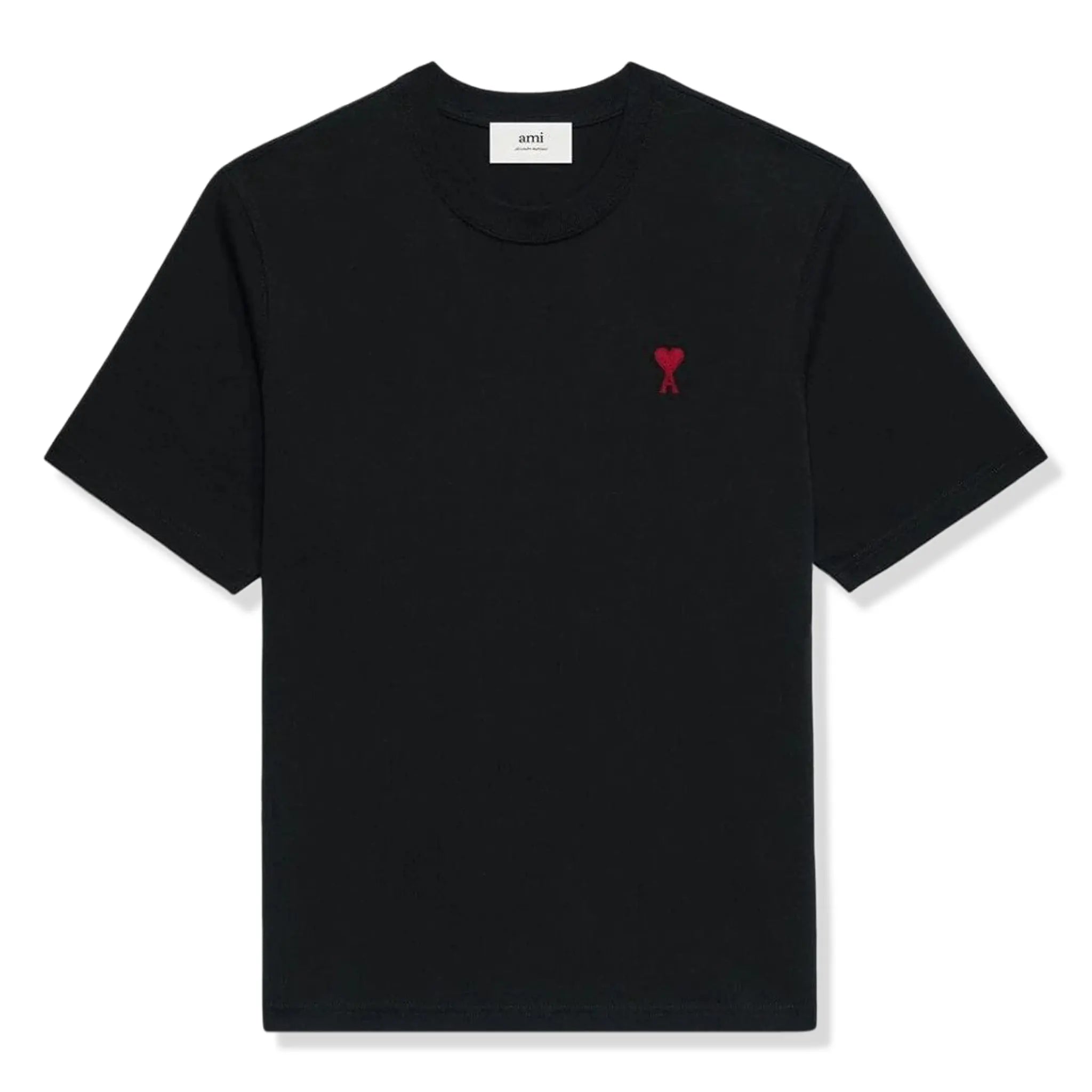 Front view of Ami Paris Ami De Coeur Black Red T Shirt bfuts001724